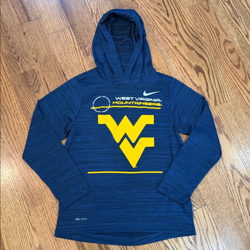 West Virginia Mountaineers Nike Dri-Fit Hoodie/Shirt. Size Medium. WVU. - Picture 2 of 10